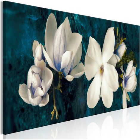 Tableau Avant-Garde Magnolia (1 Part) Narrow Turquoise - 120 x 40 cm (1/4)