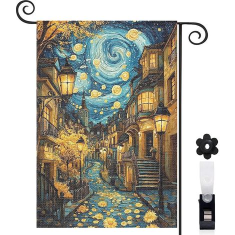 Drapeau de jardin Bienvenue en tissu polyester durable 45 x 30 cm double face entrée et porche (1/5)