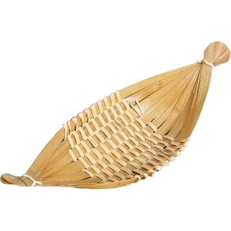 Plateau à pain en bambou tressé à la main, panier à pain tressé, style rustique, décoration, plateau de service, panier de service, plateau de rangement pour aliments, pour plan de travail-S (1/5)