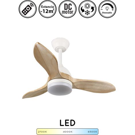Ventilador de techo con luz silencioso DC con mando beta blanco 92 cm invierno-verano color luz regulable (1/5)
