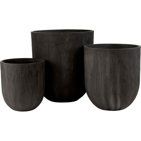 Lot de 3 Vases Ronds Design "Zera" 61cm Noir