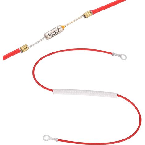Fusible thermique universel pour cuiseur à riz, 152°C 10A 250V, fusible thermique métallique avec terminaux à œillets et gaine en fibre de verre pour pièce de réparation (1/5)