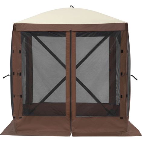 Tente Gazebo Pop-Up 6x6FT, Abri Solaire 4 Côtés avec Moustiquaires et Pare-Vent Amovibles, Brun (1/5)