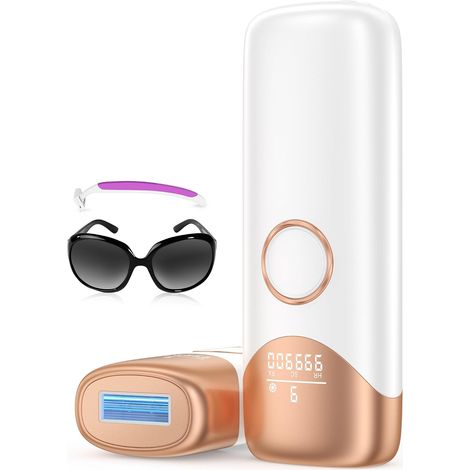 Épilateur laser avec 5 ℃ fonction de refroidissement, IPL Épilateur lumière pulsée avec 9 niveaux d'énergie, épilation laser 600-1200 NM Lumière rouge, Hair Removal Femme et Homme Bikini Aisselles (1/5)