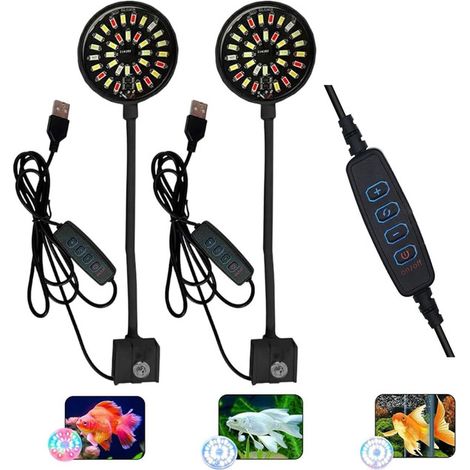 Lampe LED pour Aquarium Éclairage Clipser Imperméable Variable pour Poisson et Plante Aquatique avec Prise USB