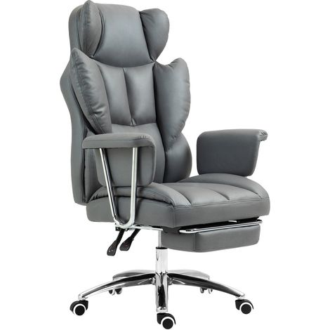 Burostuhl mit liegefunktion ergonomisch schreibtischstuhl hohenverstellbar drehstuhl mit fustutze gepolstert bis 120 kg belastbar fur buro arbeitszimmer dunkelgrau 227567255 (1/5)