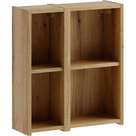 Möbelstück VANO 50 cm – hängender Schrank aus hellem Eichenholz mit offenen Fächern