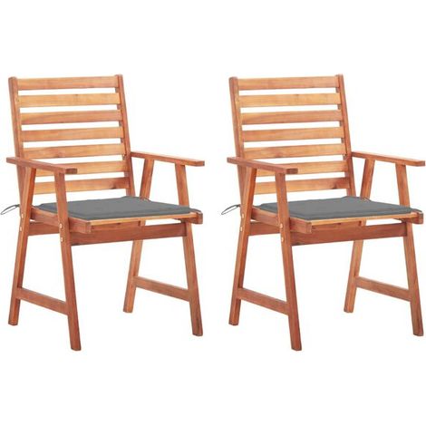 Lot de 2 Chaises de Jardin en Bois d'Acacia Massif avec Coussins, Fauteuils d'Extérieur pour Terrasse et Balcon (1/5)