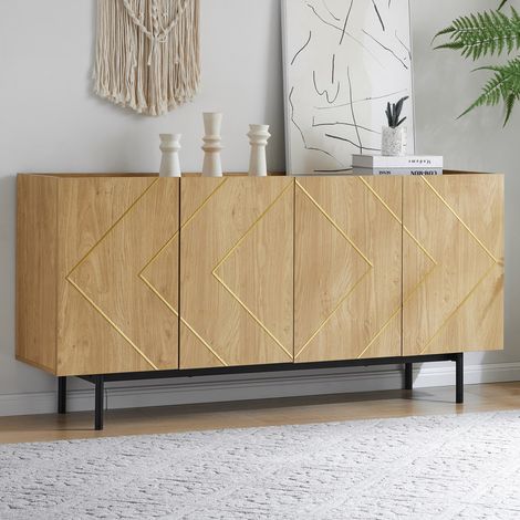 Modernluxe – Buffet 4 portes avec étagères réglables – Dimensions 160x40x78 cm – Panneaux de particules – Design élégant pour salon et salle à manger (1/5)