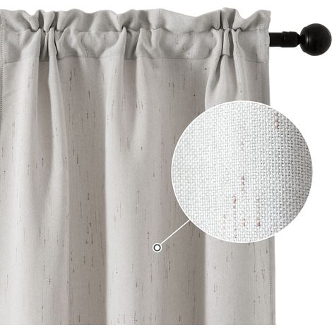 Paire de Rideaux Occultants Demi-Haut, ignifuge, idéal pour la cuisine, le restaurant, l'hôtel, motif, tissu ignifuge certifié pour 2 panneaux (70 x 145 cm, clair) (1/5)