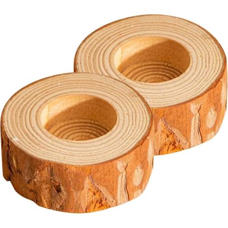 Porte-Bougies Chauffe-Plat en Bois 2pcs, Bougeoir Vintage Halloween (1/5)