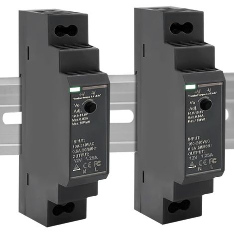 Lot de 2 blocs d'alimentation pour rails DIN 12 V : 12 V CC 15 W 1,25 A, HDR-15-12 Alimentation à découpage Rails DIN Rails Transformateur pour système d'automatisation industrielle (1/5)