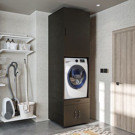 Roomart Waschmaschinenschrank 67 cm, Schwarz-Eiche