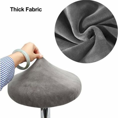 Housse Tabouret Rond, Velours Extensible, 30cm, Lavable, Lot de 2, Gris (1/4)
