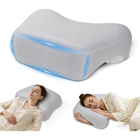 Coussin Ergonomique Cervical,Oreiller pour Dormir sur Le côté avec Trou pour Les Bras, Oreiller Memoire Forme pour Le Cou et Les épaules, Coussin de Lecture pour Lit ou Canapé (1/5)