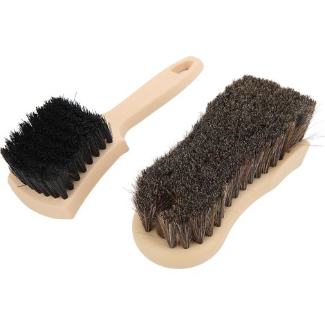 Brosse de nettoyage pour pneus et jantes de voiture en crin de cheval pour intérieur et extérieur, idéale pour le cuir, la toile et les tissus délicats.