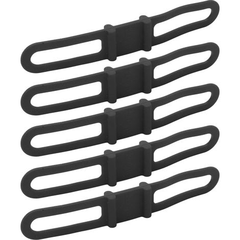 DUUTI Lot de 5 Attaches en Silicone pour Éclairage Vélo, Support Universel Guidon et Fixations Sécurisées pour Cyclisme - Noir (1/5)