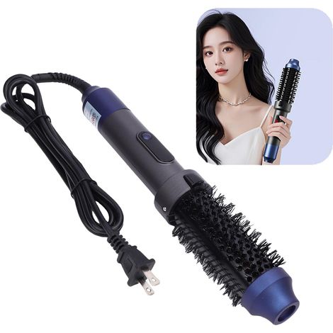 Brosse chauffante ronde anti-nœuds 45 W avec éclairage rouge, pour tous types de cheveux, bleu marine, prise américaine. (1/5)