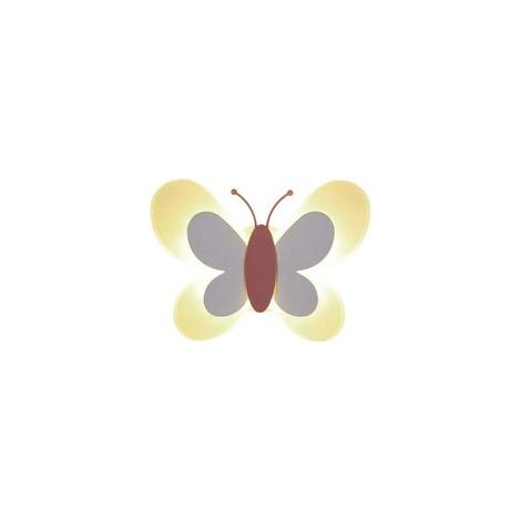Lámpara de pared LED de mariposa de 14 W, blanca y rosa, para habitación infantil, diseño moderno con alas.