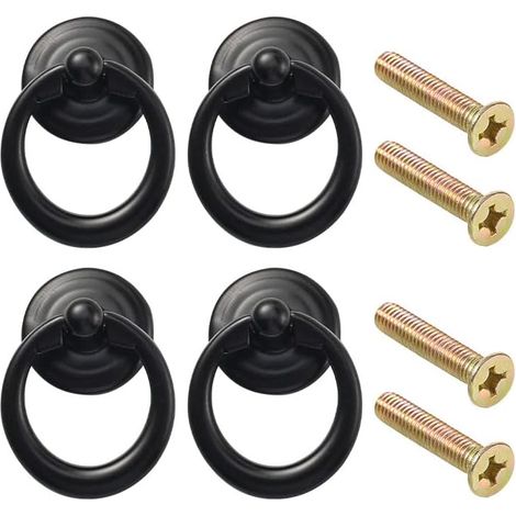 4 tiradores de metal vintage con anilla para cajones, pomos redondos clásicos para muebles con tornillos para armarios, cómodas y gabinetes de cocina. (1/4)