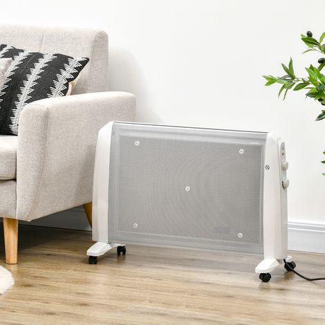 Radiateur électrique 1000W/2000W en mica, 2 niveaux de puissance, pour 15-20 m², 79 x 27 x 54 cm, blanc (1/5)