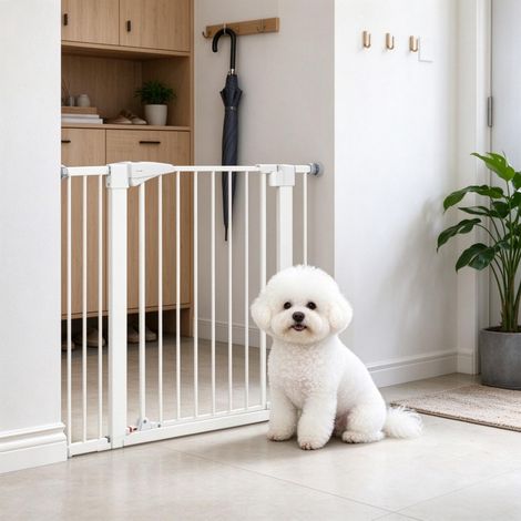 Pour porte et escalier, protection des animaux : barrière de sécurité sans perçage à fermeture automatique, 76-103 cm (1/5)