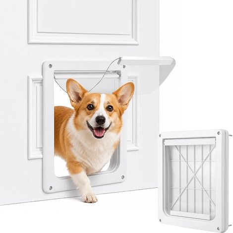 Porte pour Animaux, 30x37cm, Plastique Blanc, pour Grands Chiens et Chats (1/4)