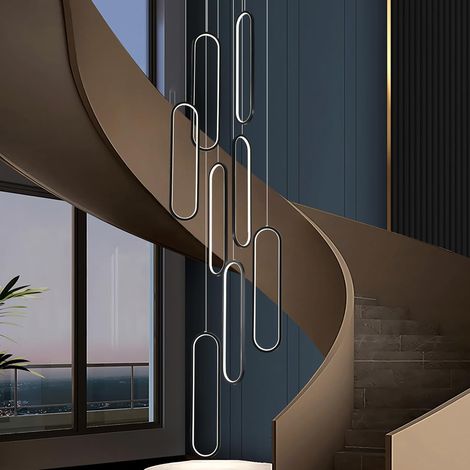 Modern Led High Ceiling Chandelier with Remote, Dimmable Foyer Chandeliers for High Ceilings, Black Large Staircase Pendant Light Fixture for Entryway(8 Lights,3000-6500K (1/5)