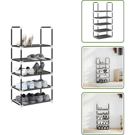 Schuhregal 5 Ebenen Schwarz 44x28x94 cm Vliesstoff - Schuhregal - Schuhregale - Schuhaufbewahrung - Schuhschrank (1/5)