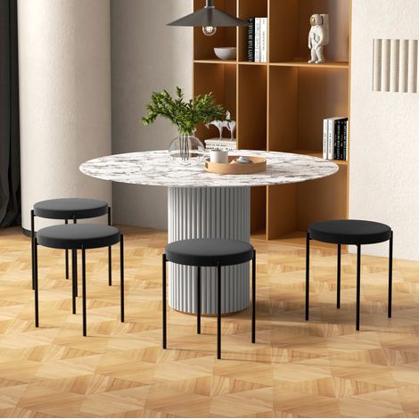 chaise salle a manger lot 4 empilable metal noir confort OKMYHOME (1/4)