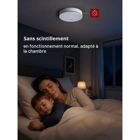 Détecteur de fumée avec Support magnétique Alarme Incendie connectée avec Batterie remplaçable Alarme sonore de 85 DB Fonction Silence pour la Maison (1/4)