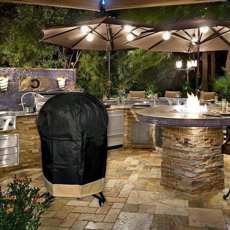 Housse BBQ Kamado imperméable céramique pour Big Green Egg, Kamado Joe Classic, grille autonome, dôme 76x86 cm, compatible Pit Boss K22, Louisiane K22, Coyote Asado, protection extérieure robuste (1/5)