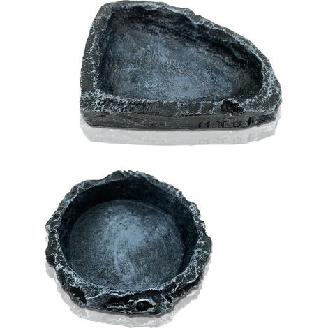 Titre : Lot de 2 Gamelles pour Réptiles en Résine - Bol d'Eau et de Nourriture pour Lézard, Tortue, Serpent et Gecko - Décoration Naturelle pour Terrarium et Vivarium (1/5)