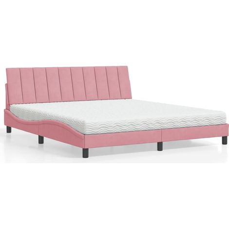 Bett mit Matratze "Hanko" Rosa 180x200 cm Samt (1/5)