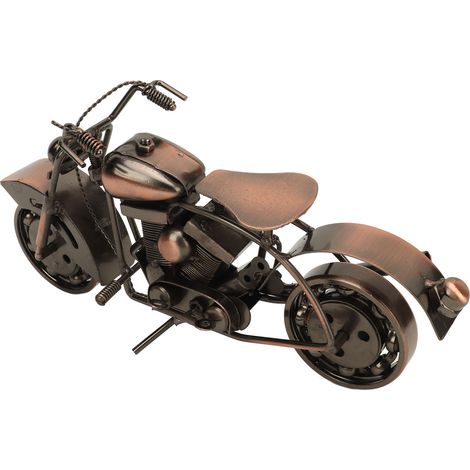 Modèle de moto rétro en métal, sculpture artisanale de collection en fer forgé vintage, ornement pour les passionnés de moto, décoration de bureau. (1/5)