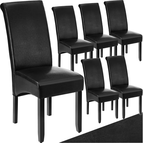 Ensemble de 6 chaises salle à manger rembourées cuir synthétique noir