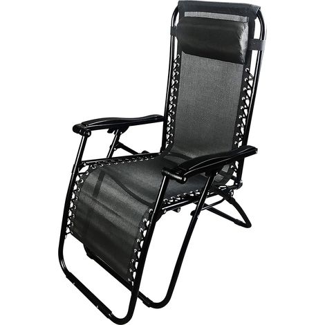 Garden Friend Klappbarer Liegestuhl Siesta 65x90x110h cm Schwarz (1/2)