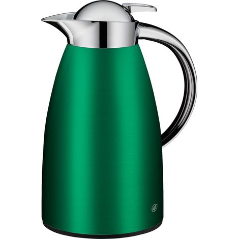 verseuse isotherme en acier inoxydable avec insert en verre trempé hygiénique, bouchon à vis avec bouton poussoir confortable, poignée ergonomique, d'une seule main, idéale comme (1/4)