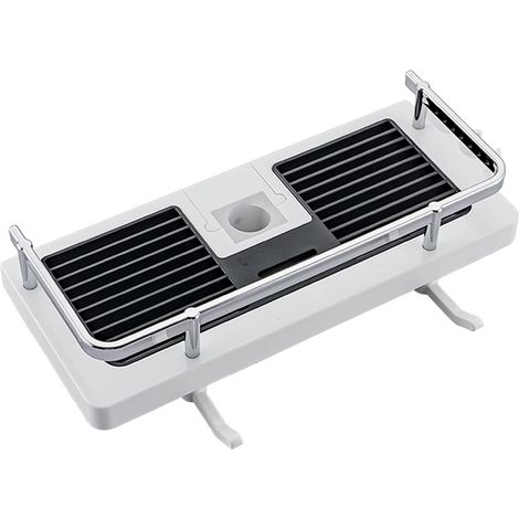 Tablette Support Douche, Etagère Douche Télescopique,Etagère de Salle de Bain Aluminium Antirouille,Montage Sans Perçage,Adapte Le Rail de 24-25mm,Avec Deux Crochets et Crochet de Pomme de Douche (1/5)