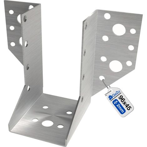 Sabots de charpente 45 x 96 mm – Galvanisé – Ailes extérieures – Sabots de poutre – Connecteurs de suspension pour poutres bois – Support robuste pour charpente et pergola – GeZu Impex