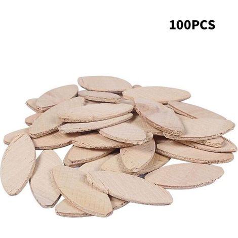 Lamelles d'assemblage, paquet de 100 pièces, Chevilles plates en bois de hêtre de haute qualité pour les menuisiers et les projets de bricolage,pour fraiseuse bois/fraiseuse lamelle(53 x 19 x 4 mm) (1/4)