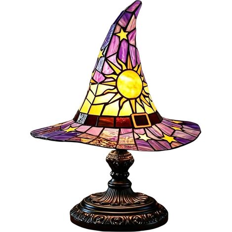 18cm Lampe LED magique en forme de chapeau de sorcière – Objet décoratif en résine avec branchement USB (1/5)