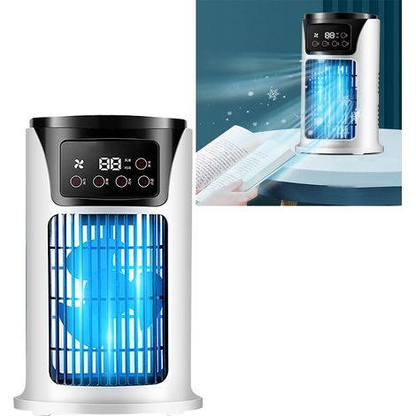 Ventilador evaporativo portátil, 6 niveles de pulsación, temporizador de 6 horas, refrigeración rápida y silenciosa para oficina y dormitorio.