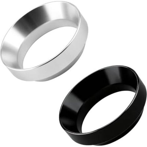 2pcs 51mm Espresso Dosing Ring Funnel, for Coffee Filter Holder, Magnetic Anti-Splash, Coffee Machine Accessory 51mm, Black & Silver - (1/5)