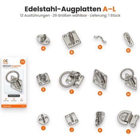 Edelstahl Augplatte Typ C 60 mm