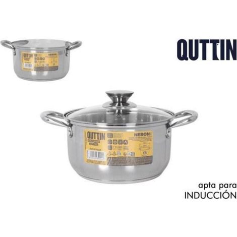 20 cms. cacerola acero inoxidable apta para induccion con tapa cristal new neron 4 lts. quttin