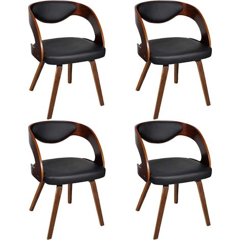 Maison Exclusive - Sedie da Pranzo 4 pz Marroni in Legno Curvo e Similpelle (1/5)
