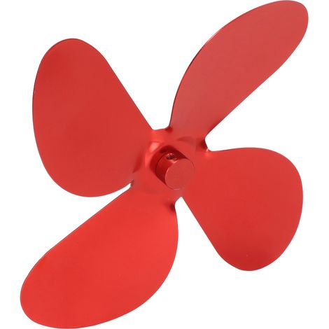 Kit de 4 pales de ventilateur de poêle en alliage d'aluminium avec vis et clé hexagonale de rechange (rouge). (1/5)
