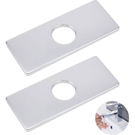 Couvercle De Trou De Robinet - Acier Inoxydable 304 - Pour Évier Cuisine Et Lavabo Salle De Bain - 160 X 66 X 6 Mm - Trou 34,5 Mm - 2 Pièces (1/5)