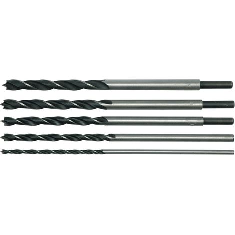 Jobi Extra, modelo WX1158, Juego de 5 brocas para madera de 300 mm, ideales para perforaciones profundas en carpintería, herramienta profesional de alta calidad
